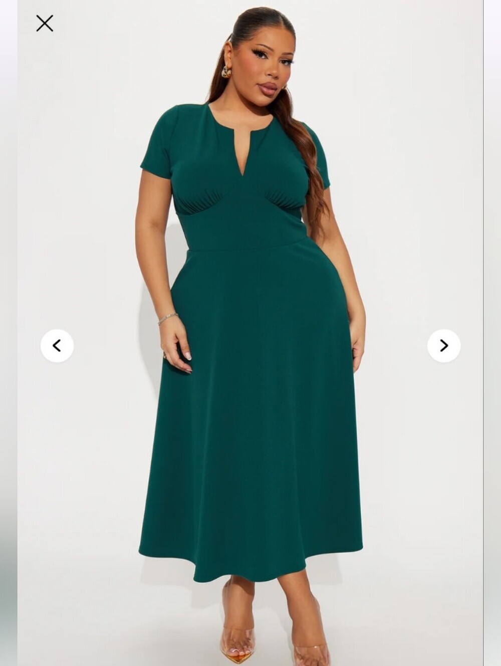 Fashion Nova Charolette Short Sleeve Midi Dress 1X Hunter (EUC)